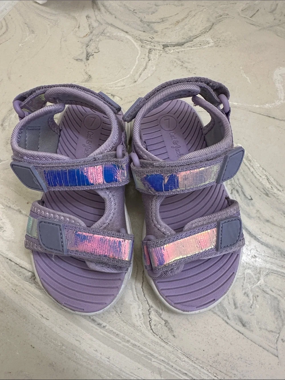 Cat & Jack Lavender Iridescent Strap Kids Sandals